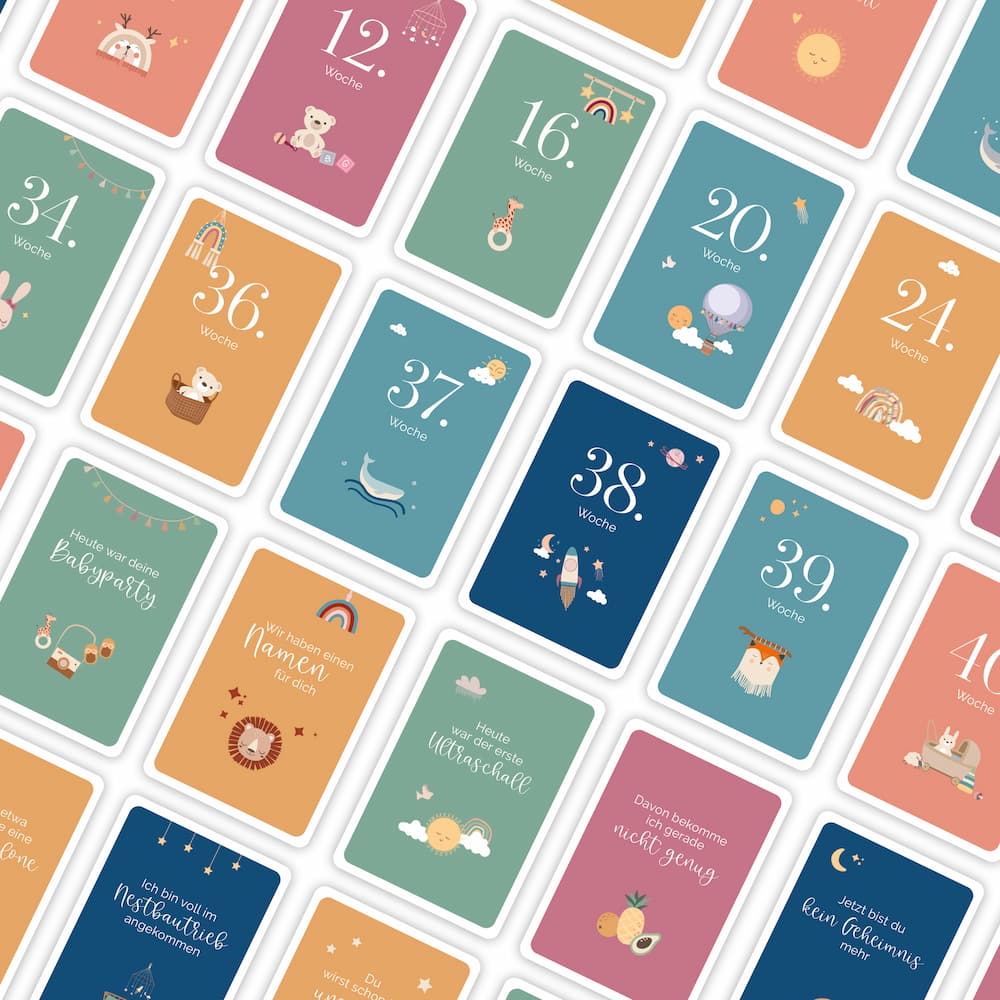 Schwangerschafts-Meilensteinkarten Kursivansicht